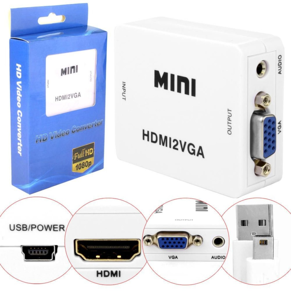 Mini Conversor Hdmi Para Vga Full HD